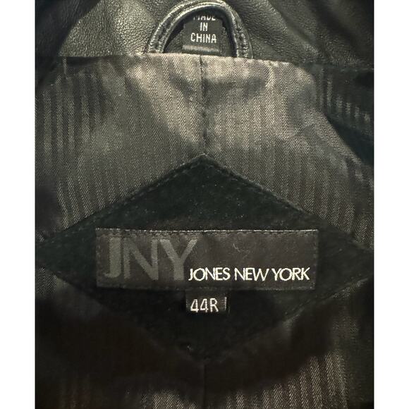 Vintage Black 100% Leather JNY Jones New York Mens Leather Jacket‎ Coat 44R - Picture 8 of 16